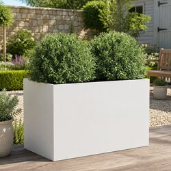 Planter Box White 62x40x39 cm Steel Raised Bed Garden Decoration Outdoor