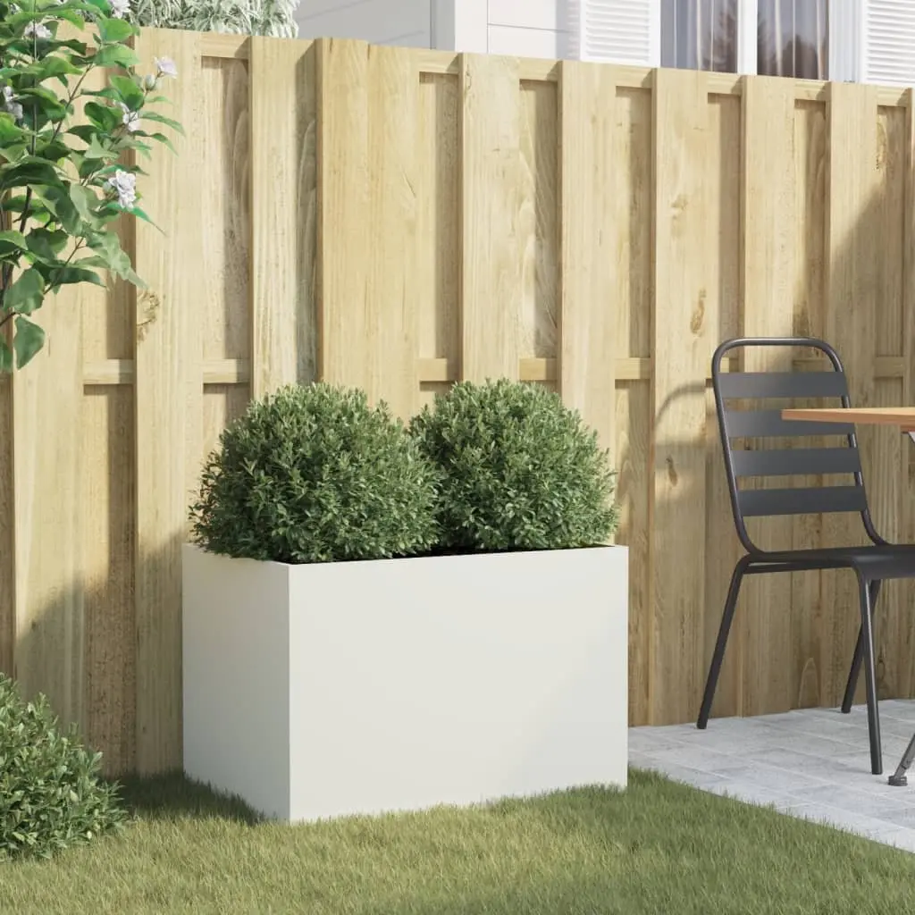 Planter Box 62x40x39 cm Steel Raised Bed White Outdoor Garden Decoration