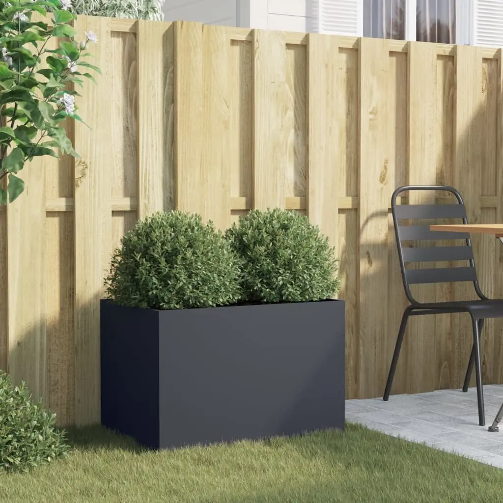 Steel Planter 62x40x39 cm Anthracite Cold-Rolled Steel Garden Raised Flower Bed Container Box