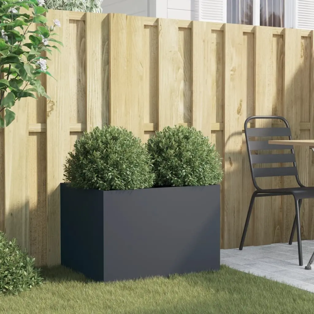 Steel Planter 62 x 47 x 46 cm Anthracite Raised Garden Bed for Outdoor Patio Flower Box Decor
