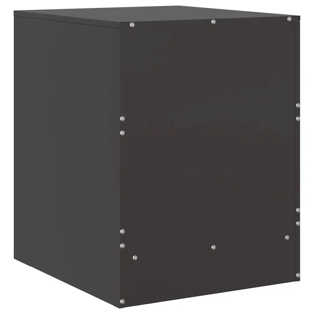 Bedside Cabinets 2 pcs Black Steel Storage Tables Bedroom Nightstand Furniture Set