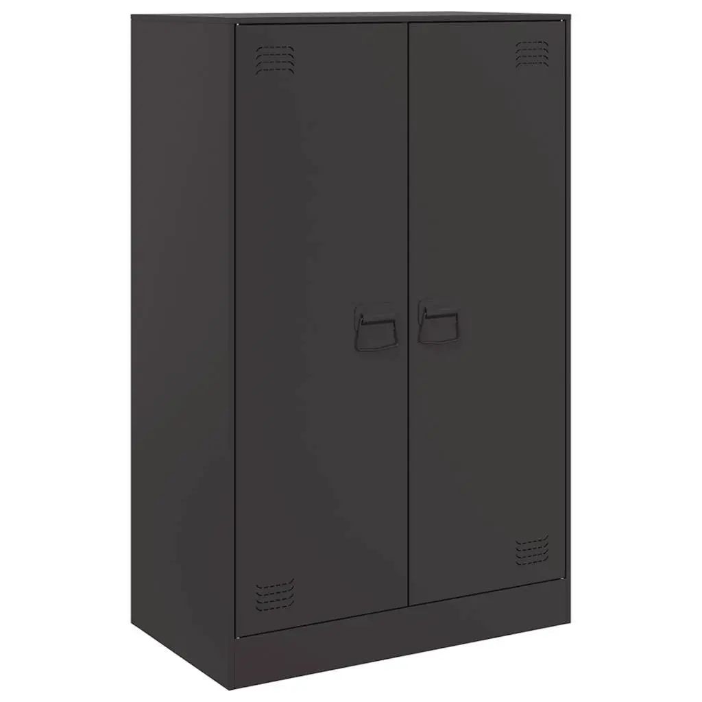 Black Sideboard Storage Cabinet 67x39x107cm Cold-Rolled Steel Frame Ample Storage Space