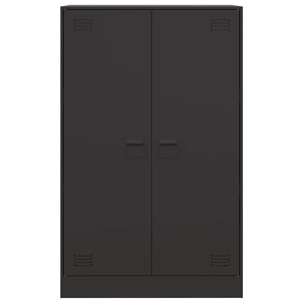 Black Sideboard Storage Cabinet 67x39x107cm Cold-Rolled Steel Frame Ample Storage Space