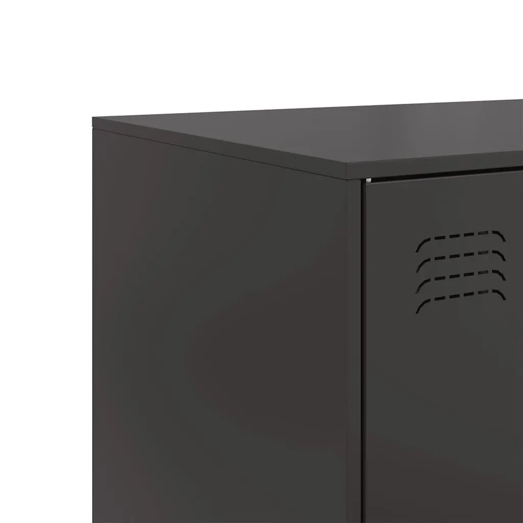 Black Sideboard Storage Cabinet 67x39x107cm Cold-Rolled Steel Frame Ample Storage Space