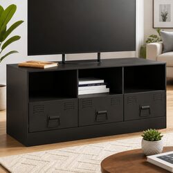TV Cabinet Black Storage Unit Media Console with Handles 99x39x44 cm