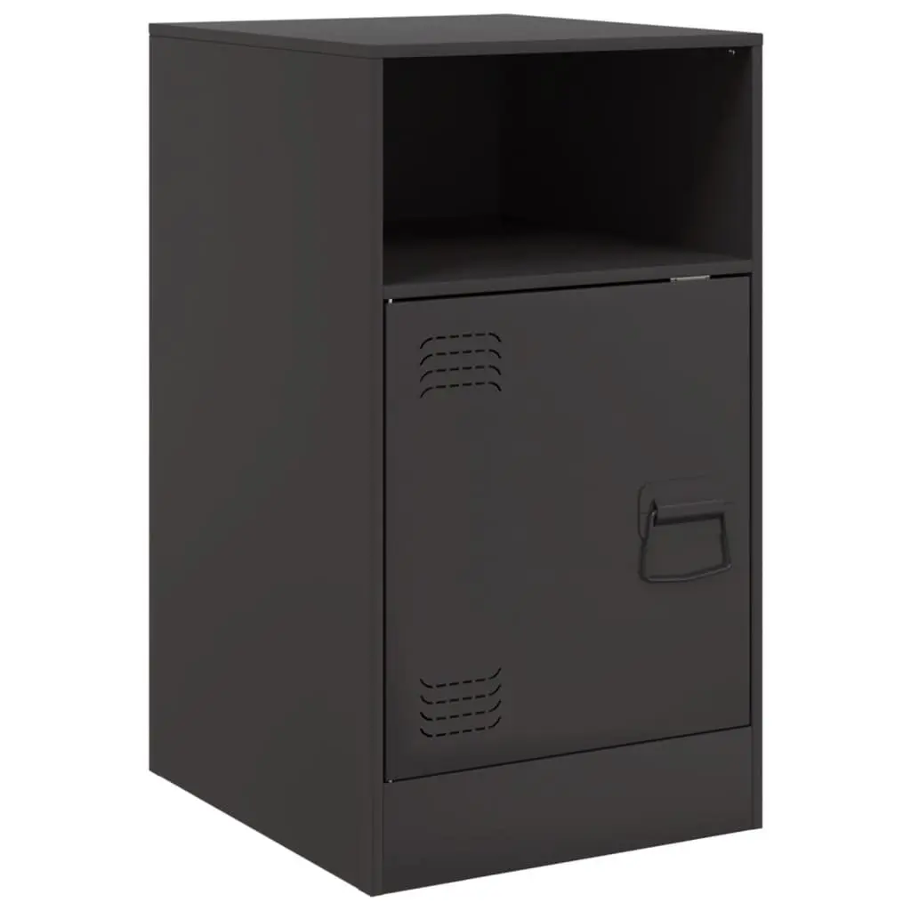 Bedside Cabinet 2 pcs Black Storage Nightstand Organiser