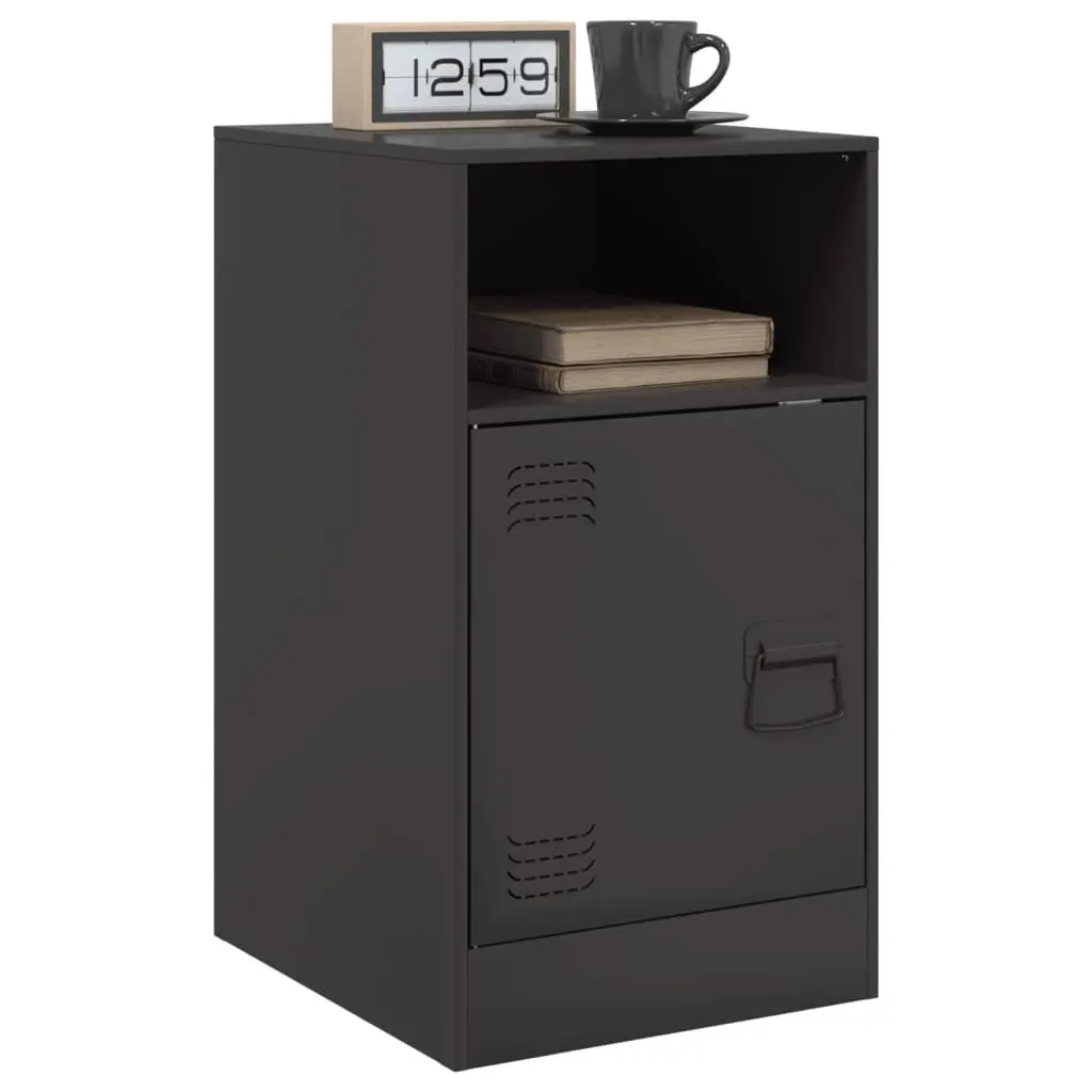Bedside Cabinet 2 pcs Black Storage Nightstand Organiser