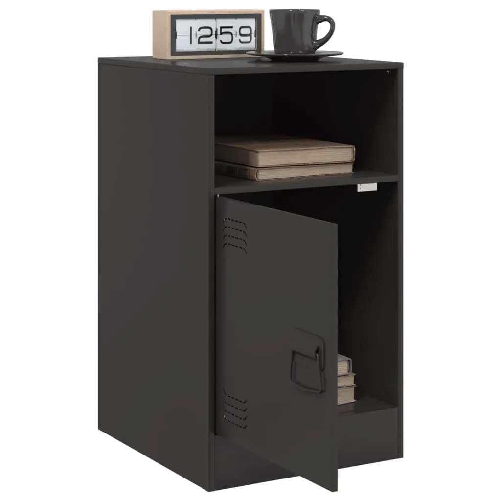 Bedside Cabinet 2 pcs Black Storage Nightstand Organiser