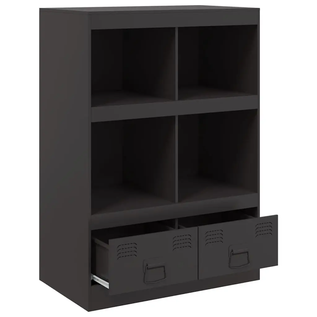 Black Highboard Sideboard Storage Cabinet 67x39x95 cm Steel Frame