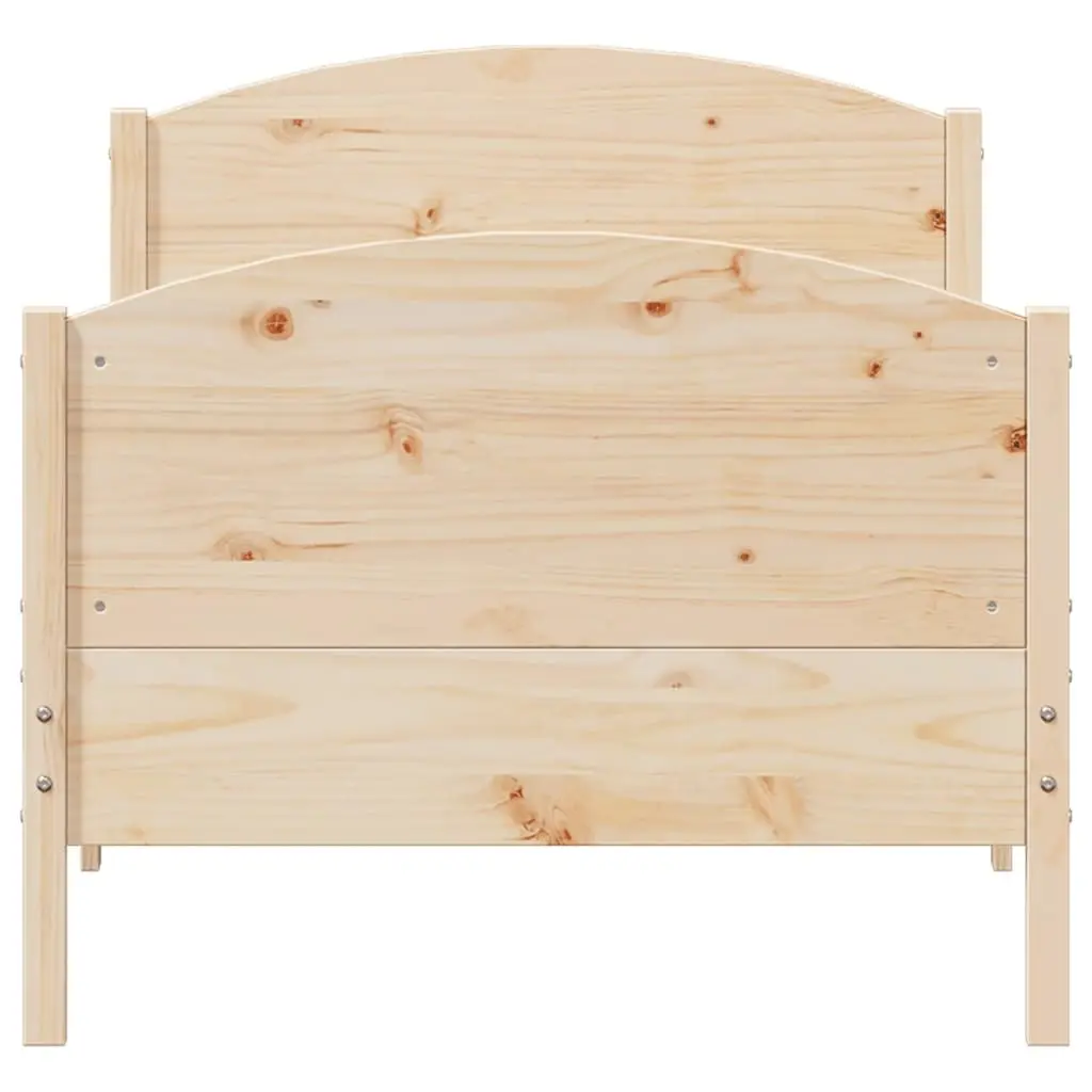 Bed Frame 90x190 cm Solid Wood Pine Brown Slats Base