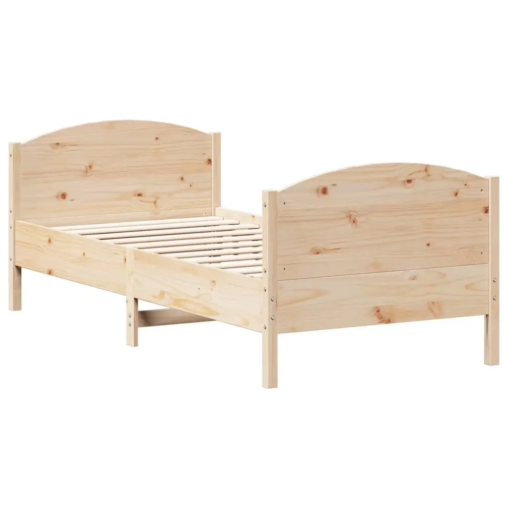 Bed Frame 90x190 cm Solid Wood Pine Brown Slats Base
