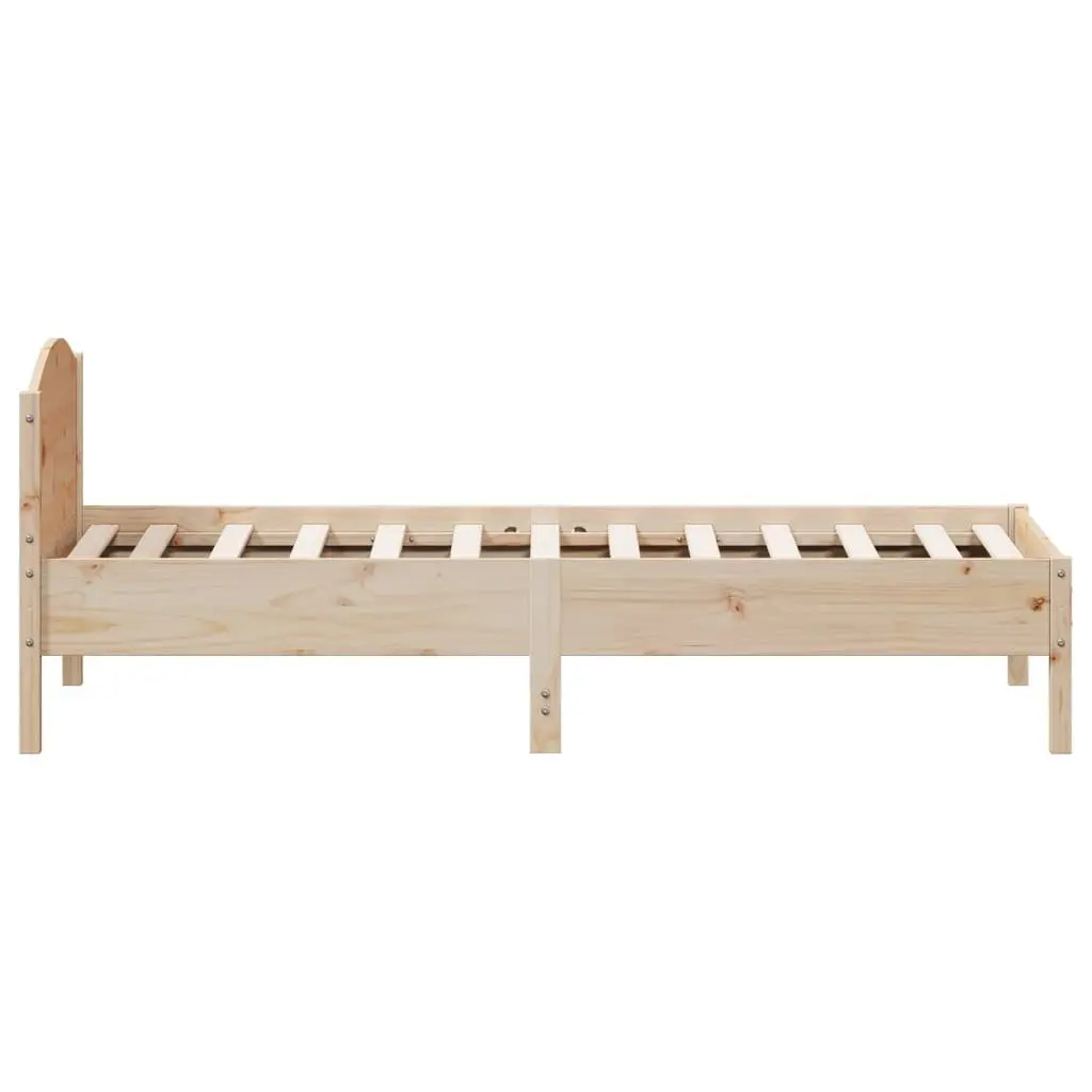 Bed Frame 90x190 cm Solid Pine Wood Slat Support Headboard Brown