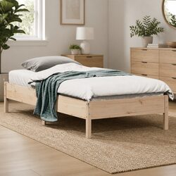 Bed Frame 90x190 cm Solid Pine Wood Slats Brown Bedroom Furniture