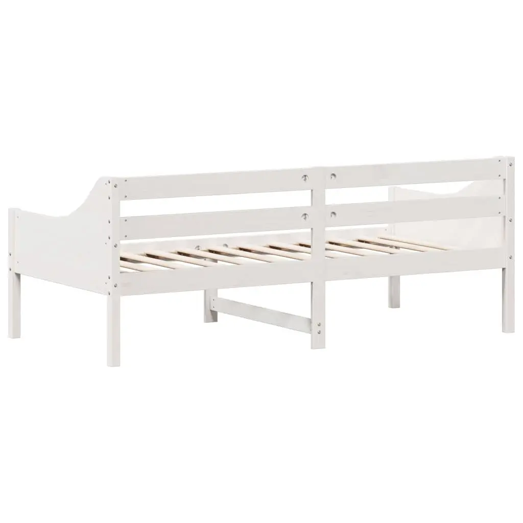 Day Bed Frame 90x190 cm Solid Wood Pine White Sofa Bed with Guardrails Slats