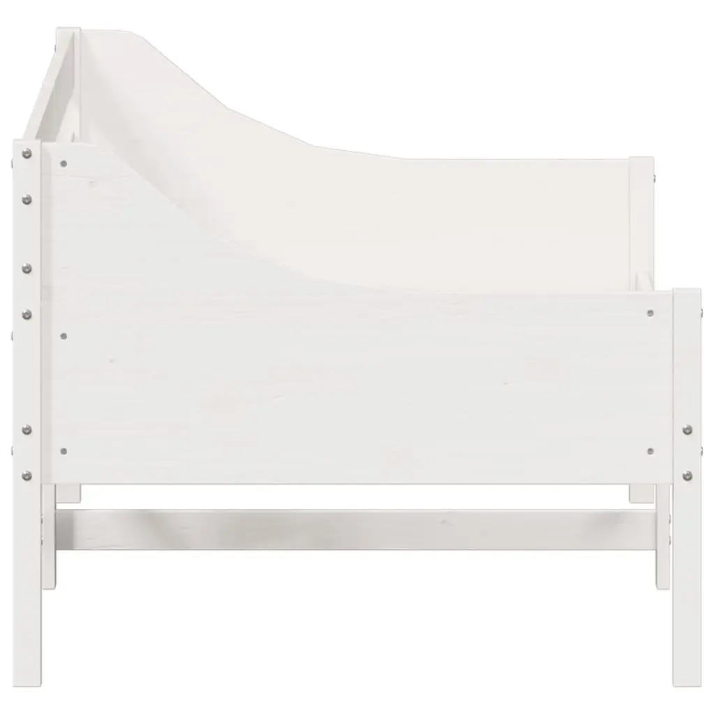 Day Bed Frame 90x190 cm Solid Wood Pine White Sofa Bed with Guardrails Slats