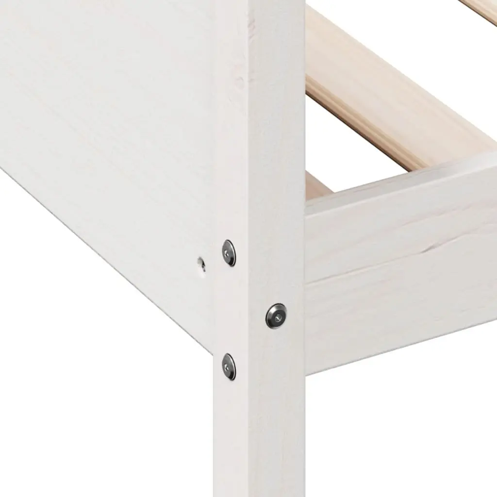 Day Bed Frame 90x190 cm Solid Wood Pine White Sofa Bed with Guardrails Slats