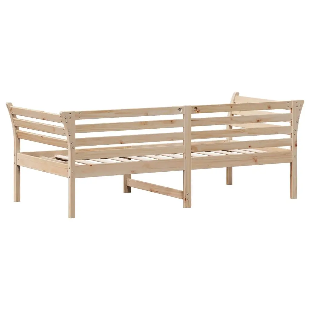 Day Bed Frame 90x190 cm Solid Pine Wood Sofa Bed with Safety Guardrails Brown