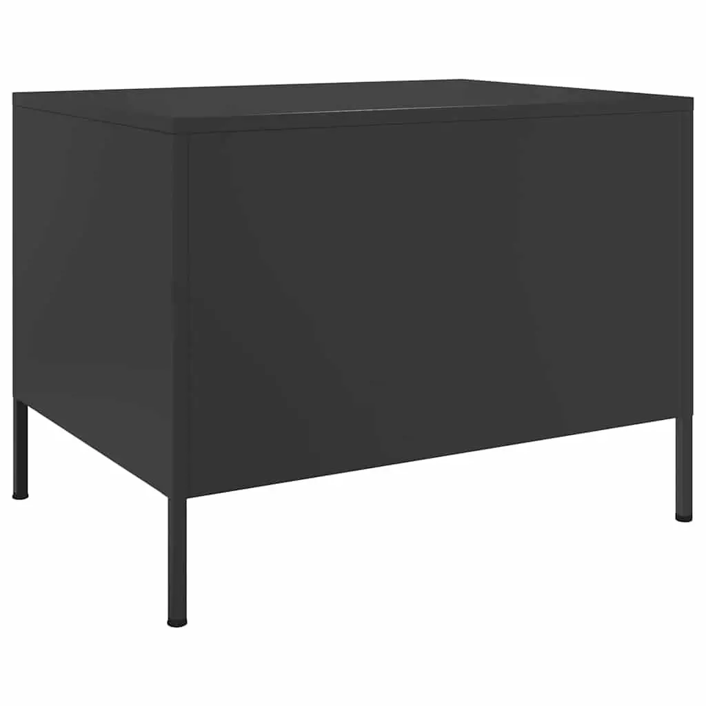 Industrial Coffee Table Black Cold-Rolled Steel Frame with Storage Compartment