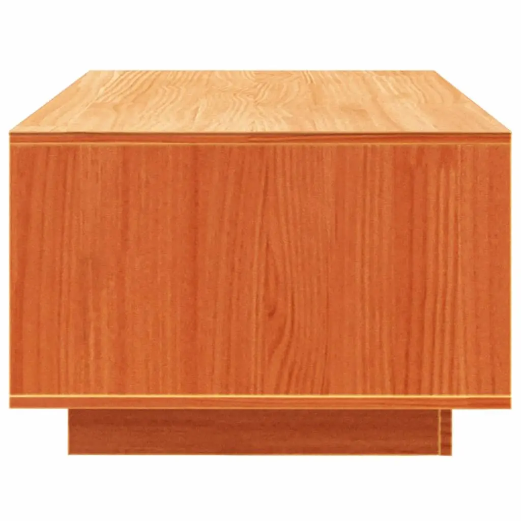 Brown Coffee Table Solid Pine Wood with Lower Storage Shelf 110x50x33.5cm Living Room Furniture