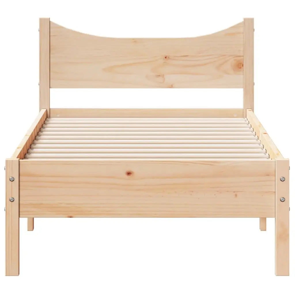 Single Bed Frame 92x187 cm Solid Wood Pine Slatted Base Bedroom Furniture