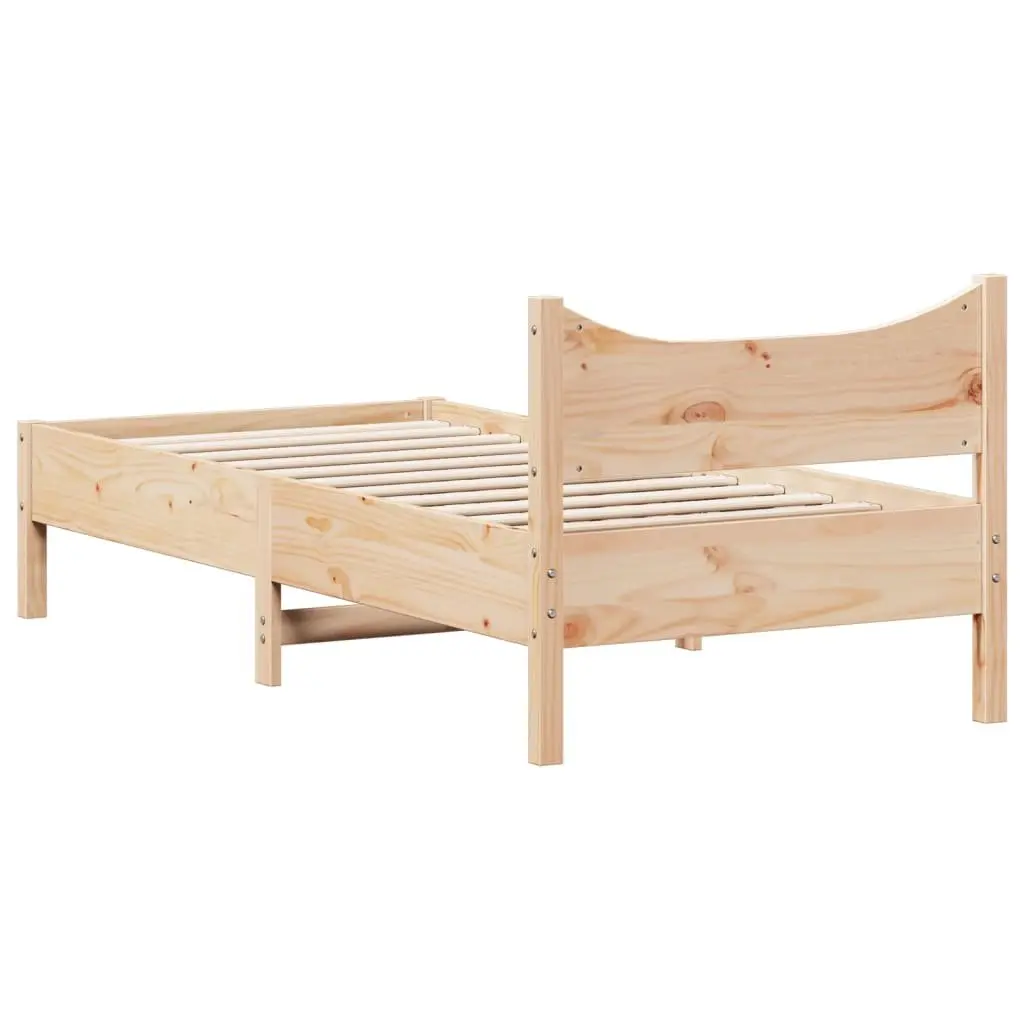 Single Bed Frame 92x187 cm Solid Wood Pine Slatted Base Bedroom Furniture