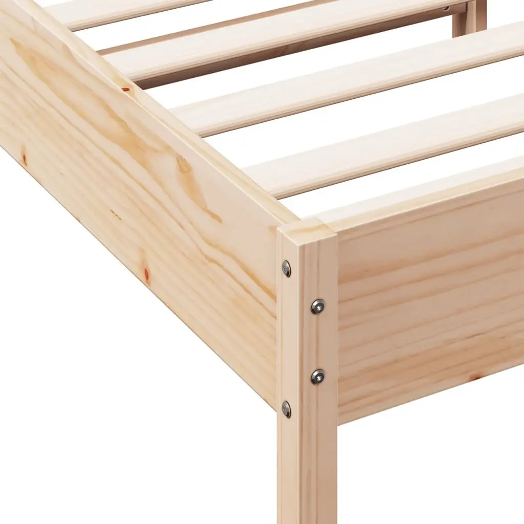 Solid Wood Pine Bed Frame 90x190 cm Brown Natural Grain Wooden Slats