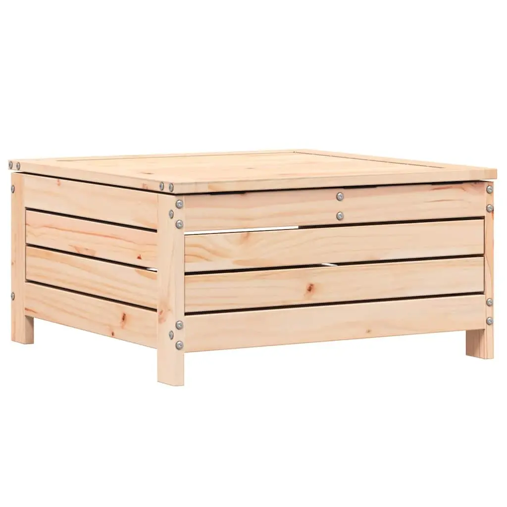 Outdoor Footstool Ottoman Garden Patio Seating Brown Wood Relaxation Furniture