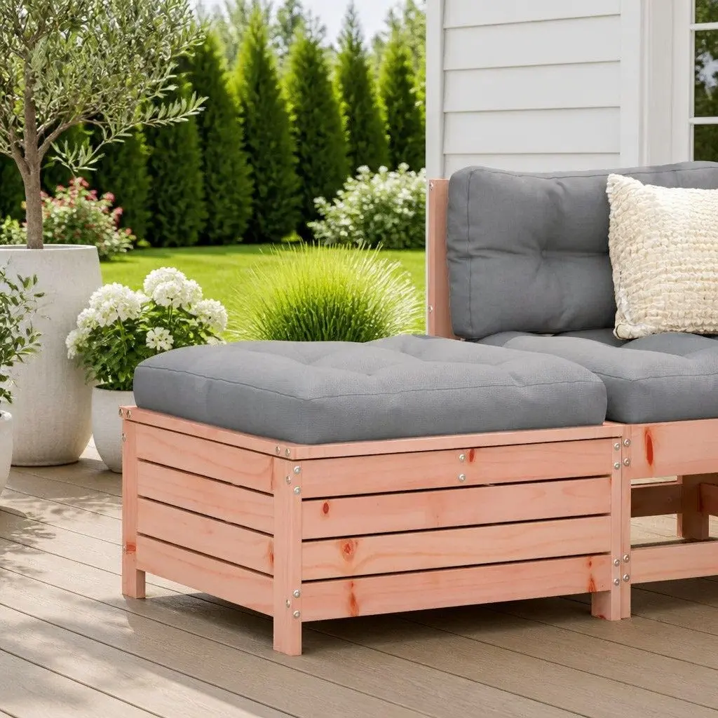Outdoor Garden Footstool Ottoman Wooden Seat Patio Sectional Modular Brown