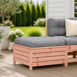 Outdoor Garden Footstool Ottoman Wooden Seat Patio Sectional Modular Brown