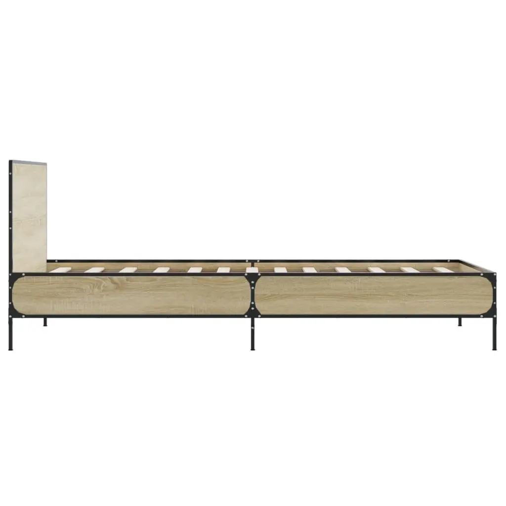Single Bed Frame 90x190cm Brown Engineered Wood Slats with Headboard Support
