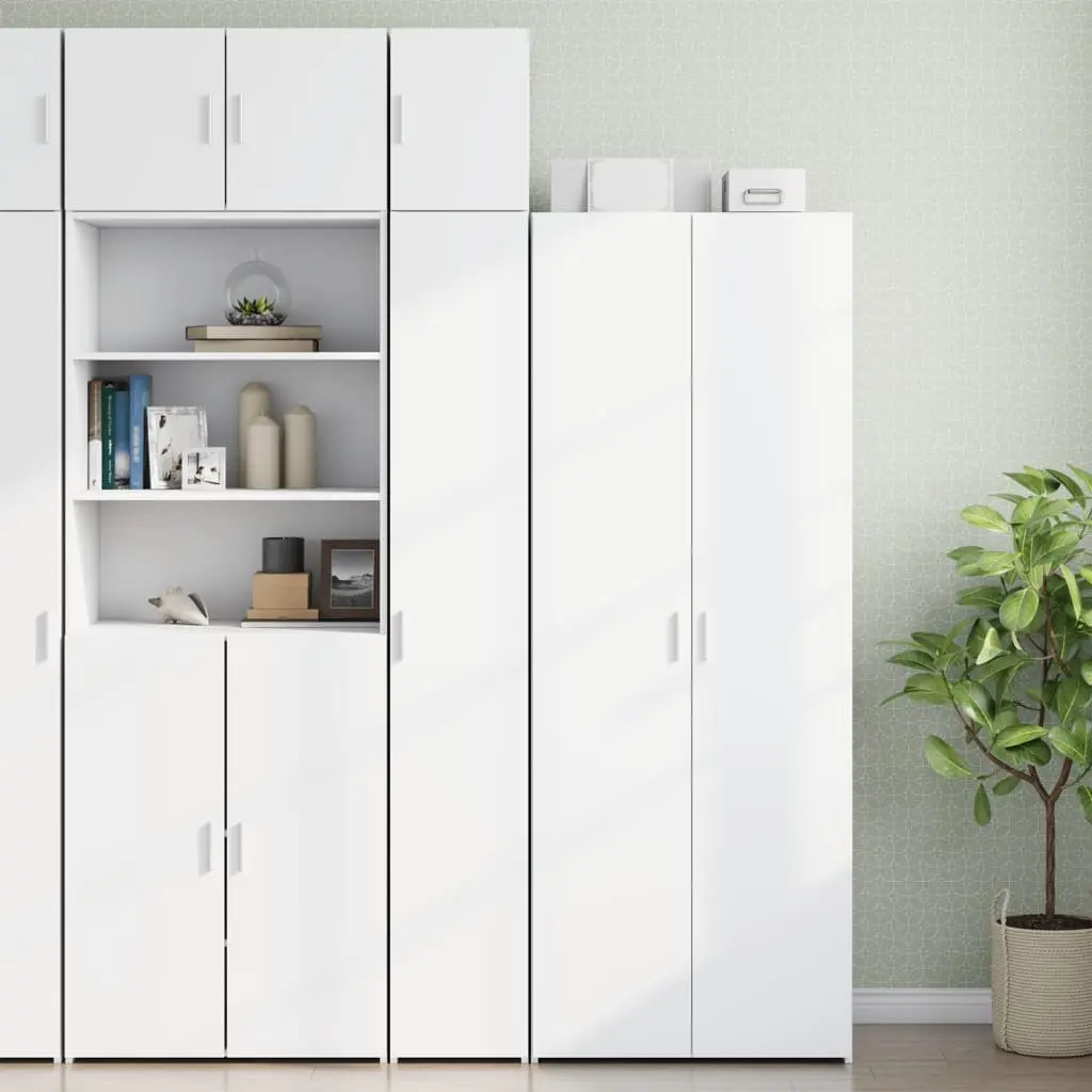 Wall Cabinet White Floating Storage Engineered Wood Hanging Shelves 30x42.5x40cm