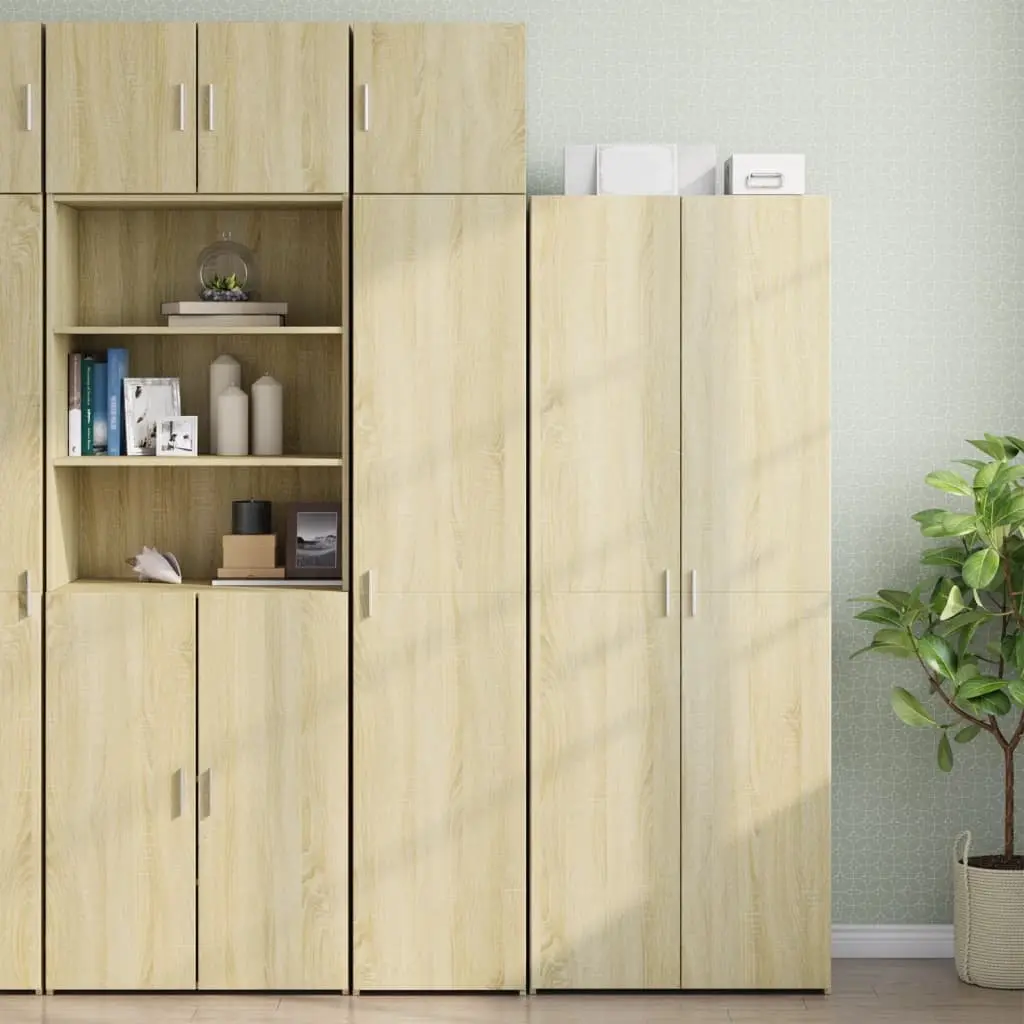 Wall Cabinet Brown Engineered Wood Wall-Mounted Storage with Reversible Door Assembly