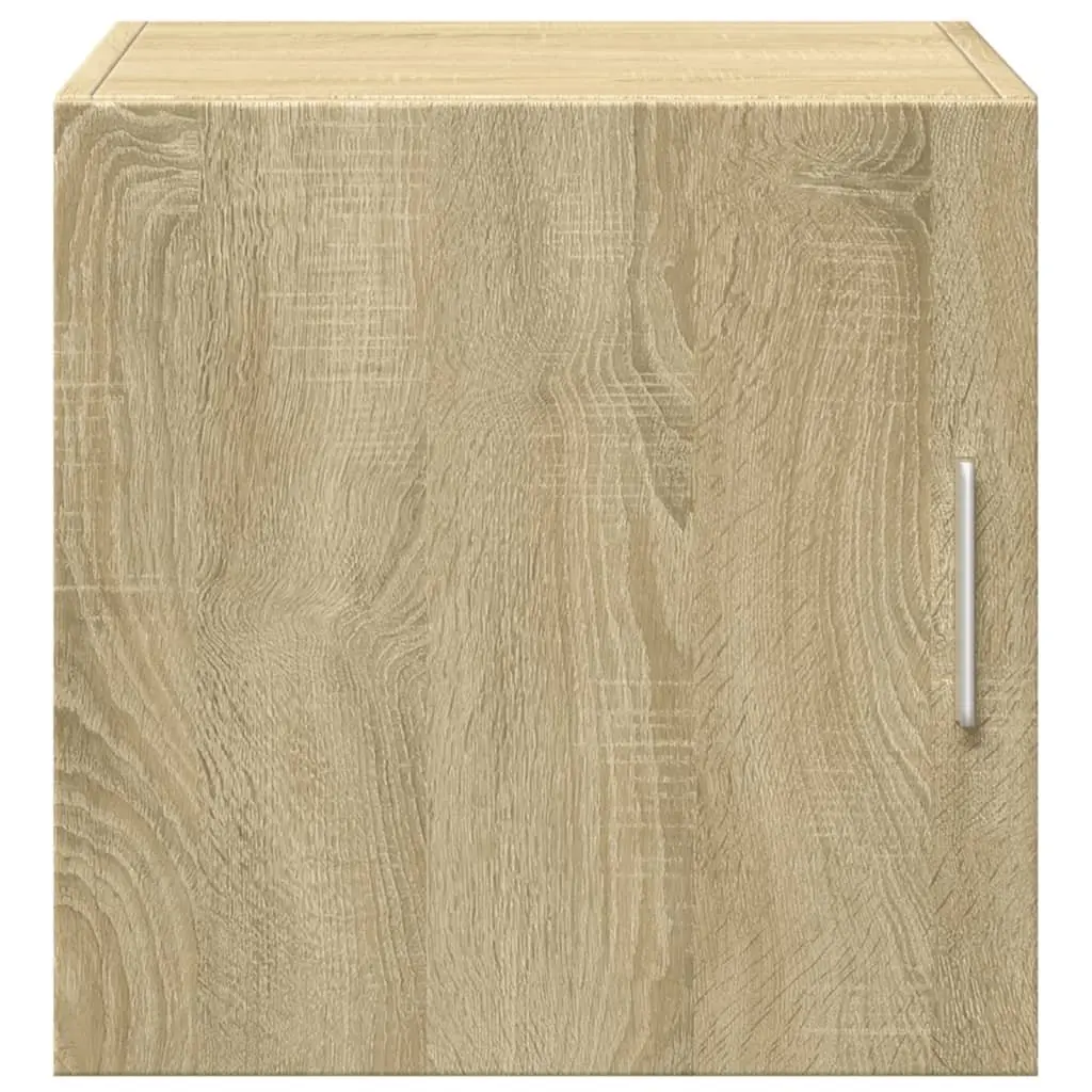 Wall Cabinet Brown Engineered Wood Wall-Mounted Storage with Reversible Door Assembly