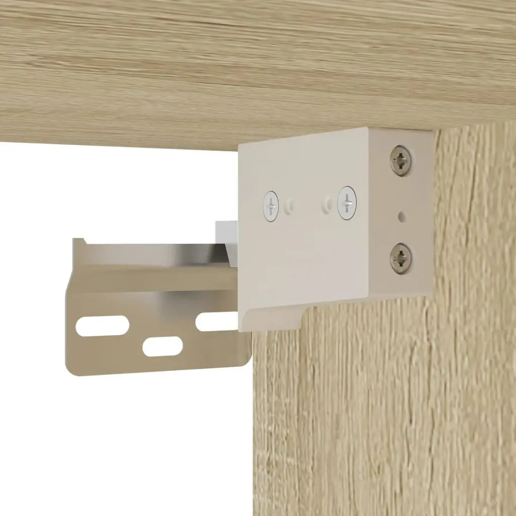 Wall Cabinet Brown Engineered Wood Wall-Mounted Storage with Reversible Door Assembly