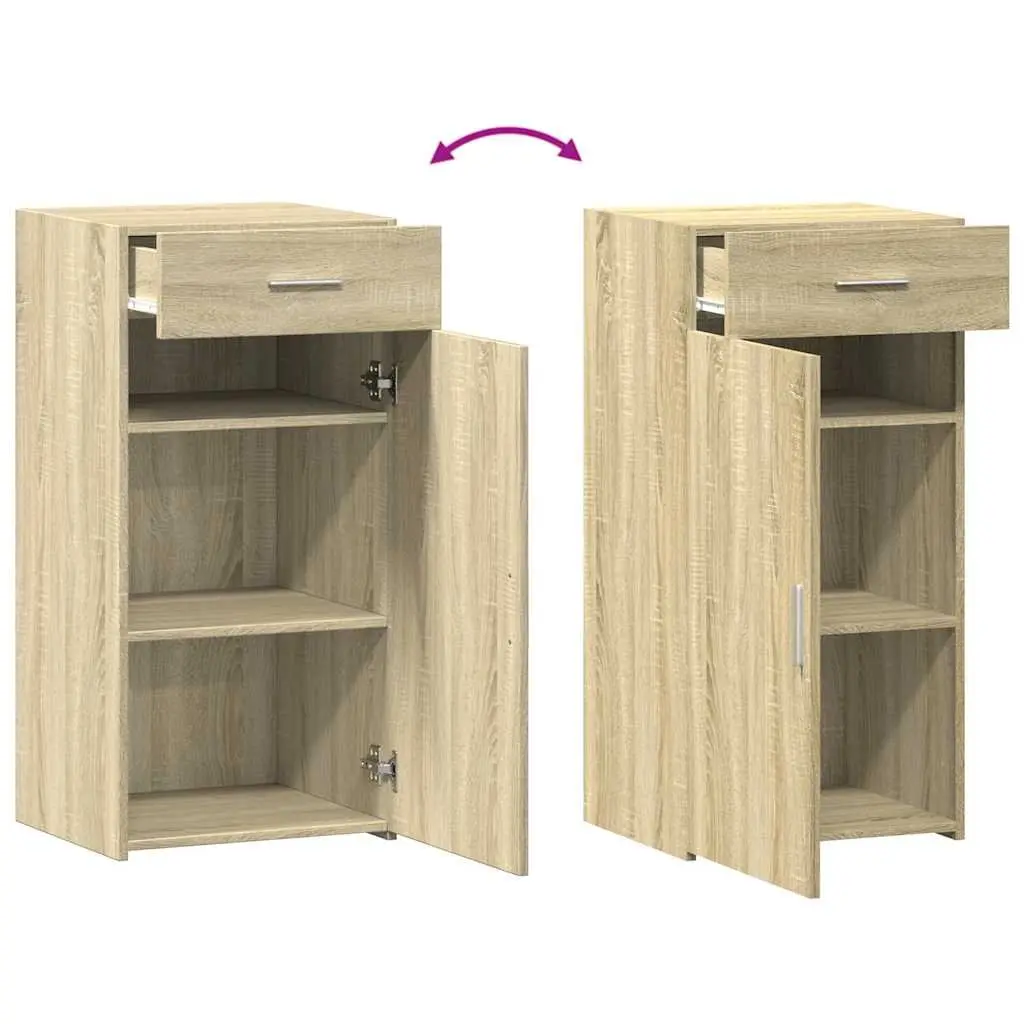 Sideboard Brown Engineered Wood Storage Cabinet with Drawer and Cupboard Door