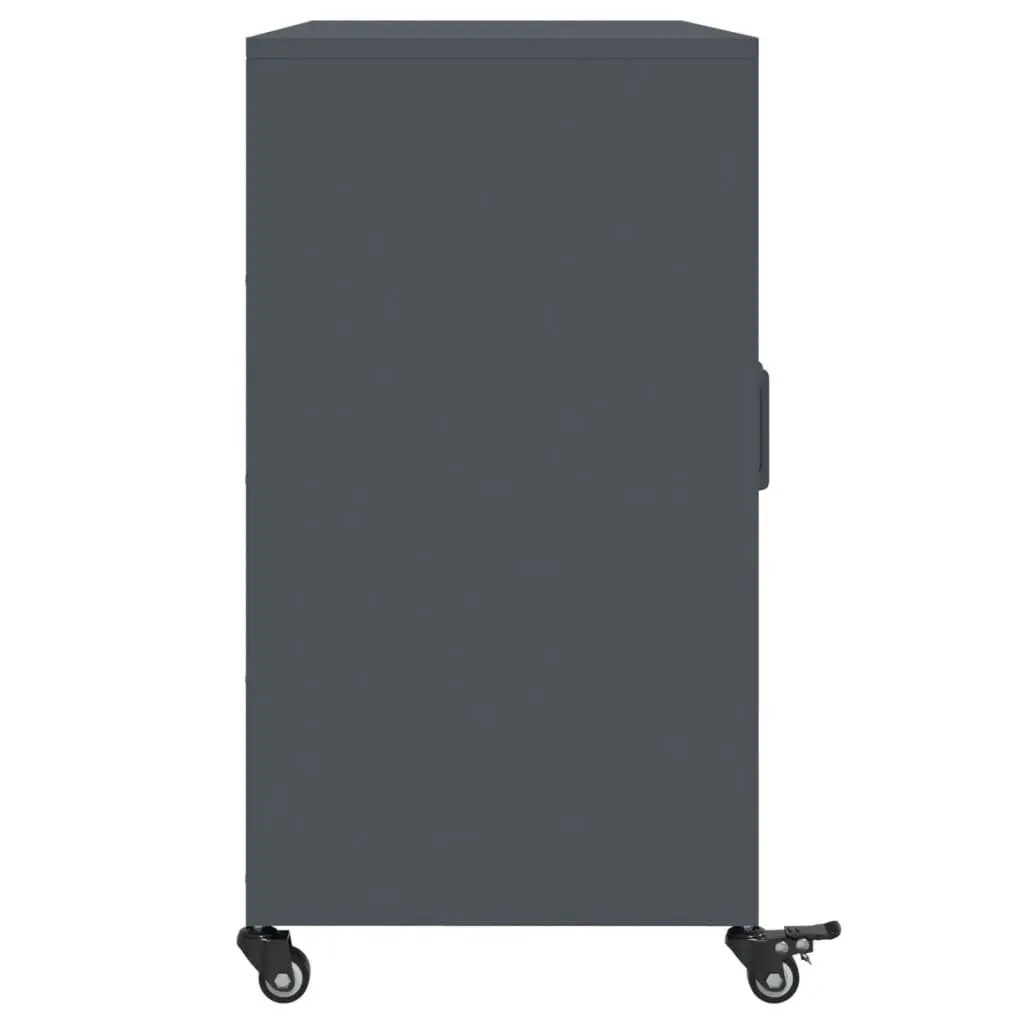 Sideboard Anthracite Storage Cabinet with Wheels Durable Steel Construction
