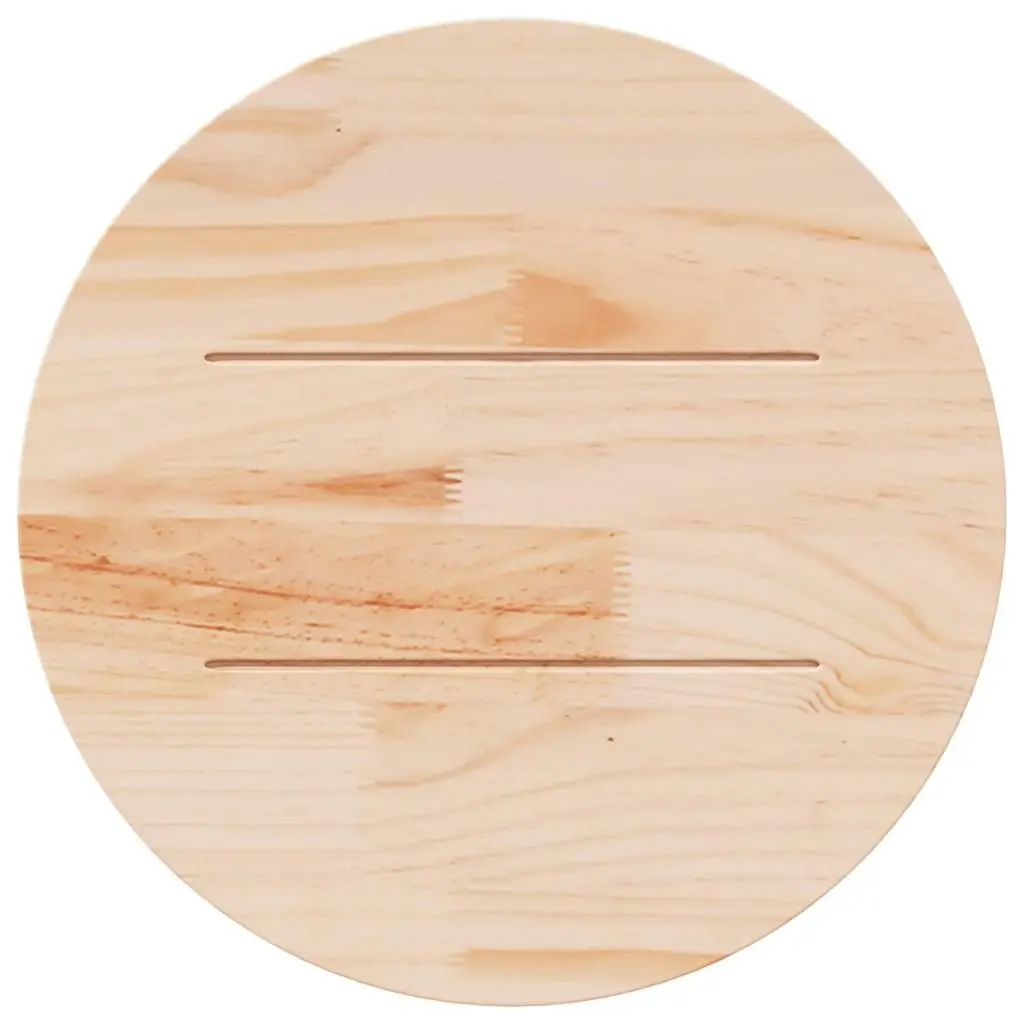 Round Wooden Table Top 50 cm Solid Pine Wood Smooth Surface Brown