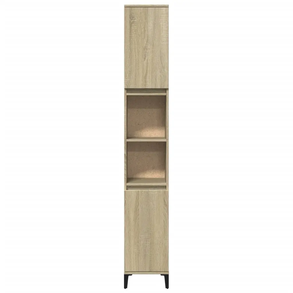Bathroom Cabinet 30x30x190cm Sonoma Oak Tall Storage Unit with Shelves Doors