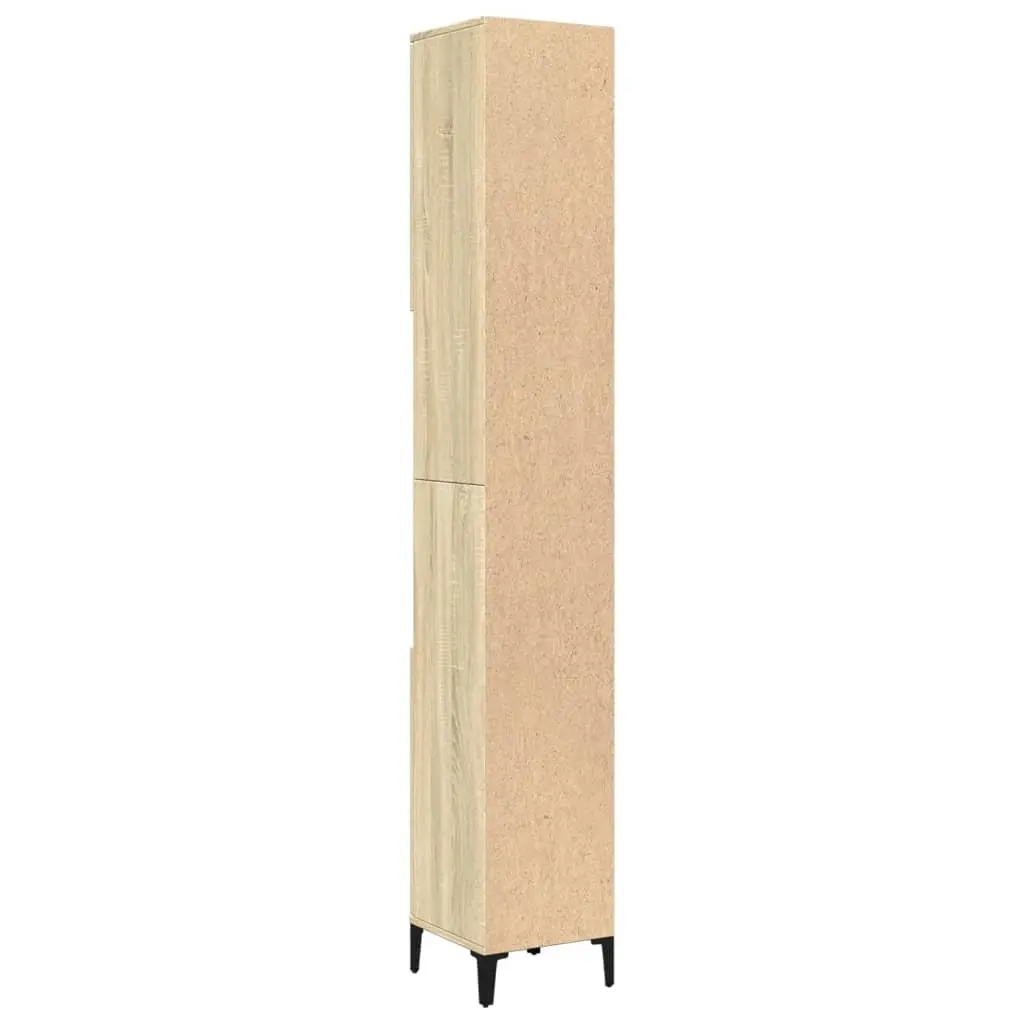 Bathroom Cabinet 30x30x190cm Sonoma Oak Tall Storage Unit with Shelves Doors