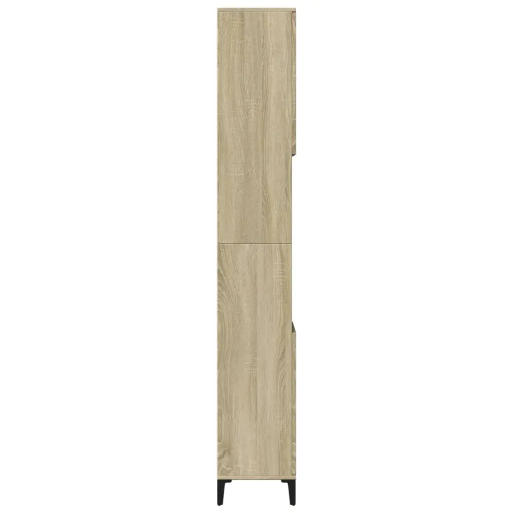 Bathroom Cabinet 30x30x190cm Sonoma Oak Tall Storage Unit with Shelves Doors
