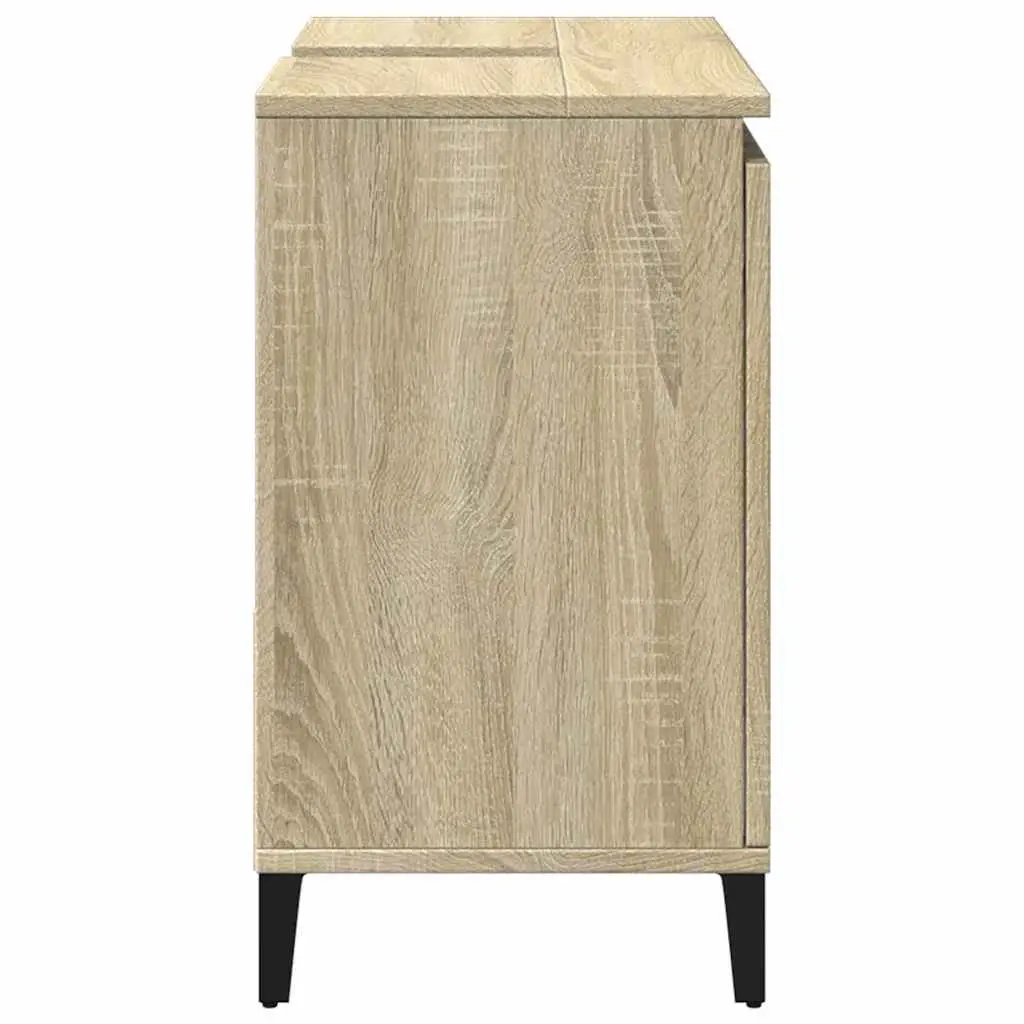 Bathroom Vanity Cabinet 65x33x60cm Brown Engineered Wood 2 Drawers 1 Door Compartment