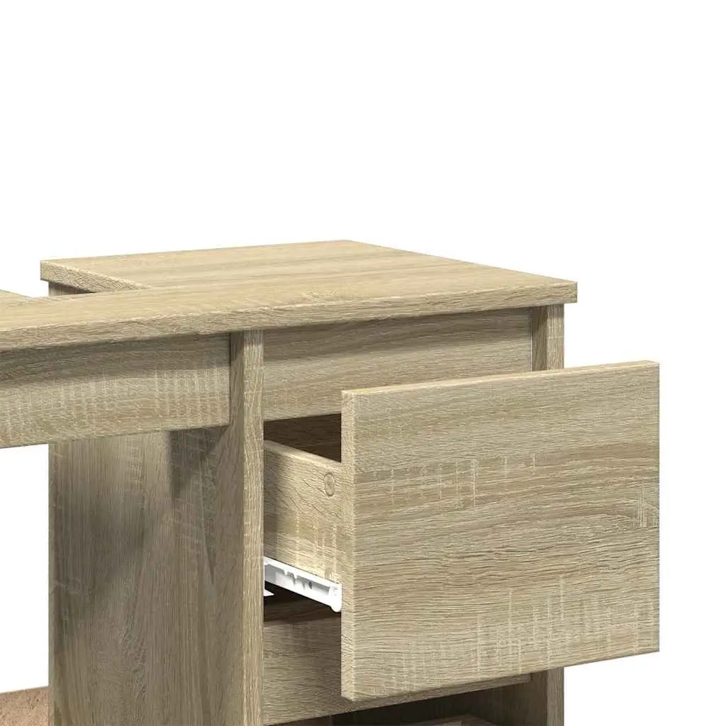 Bathroom Vanity Cabinet 65x33x60cm Brown Engineered Wood 2 Drawers 1 Door Compartment