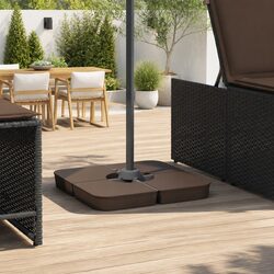 Parasol Base Set 4 Piece Cross Stand Umbrella Foundation 100kg Brown Outdoor