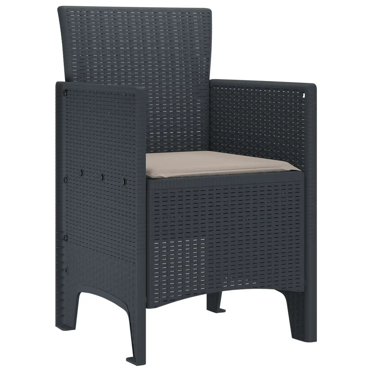Outdoor Garden Chair 2 pcs Anthracite Modern Seating Durable UV Resistant Cushioned Seat 53x49x85cm