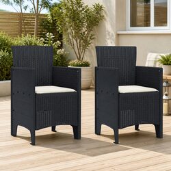 Outdoor Garden Chair Set 2pcs Anthracite Modern Seating Polypropylene Patio