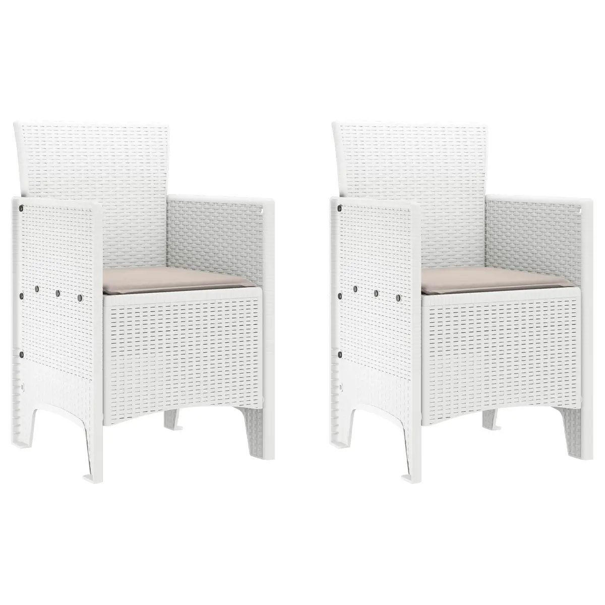 Garden Chair 2 pcs White Outdoor Seating Polypropylene Modern Design Patio