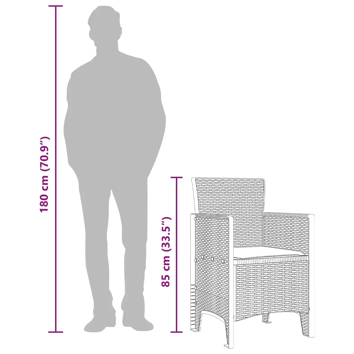 Outdoor Garden Chair 4 Pieces Anthracite 53 x 49 x 85 cm Polypropylene Modern