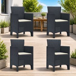 Outdoor Garden Chair Set 4 pcs Anthracite Polypropylene Patio Seating