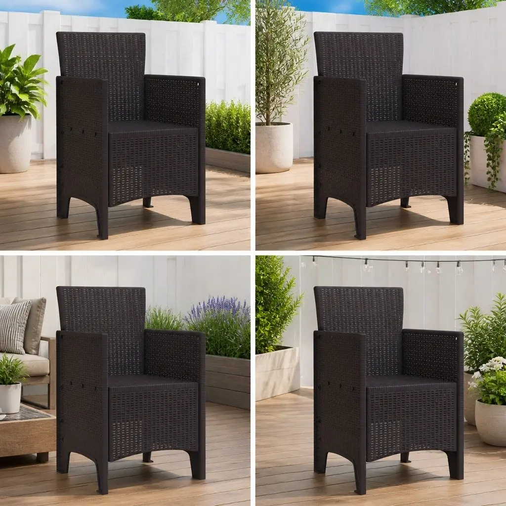 Garden Chair 4 Pieces Brown Outdoor Seating Modern Design Easy Assembly