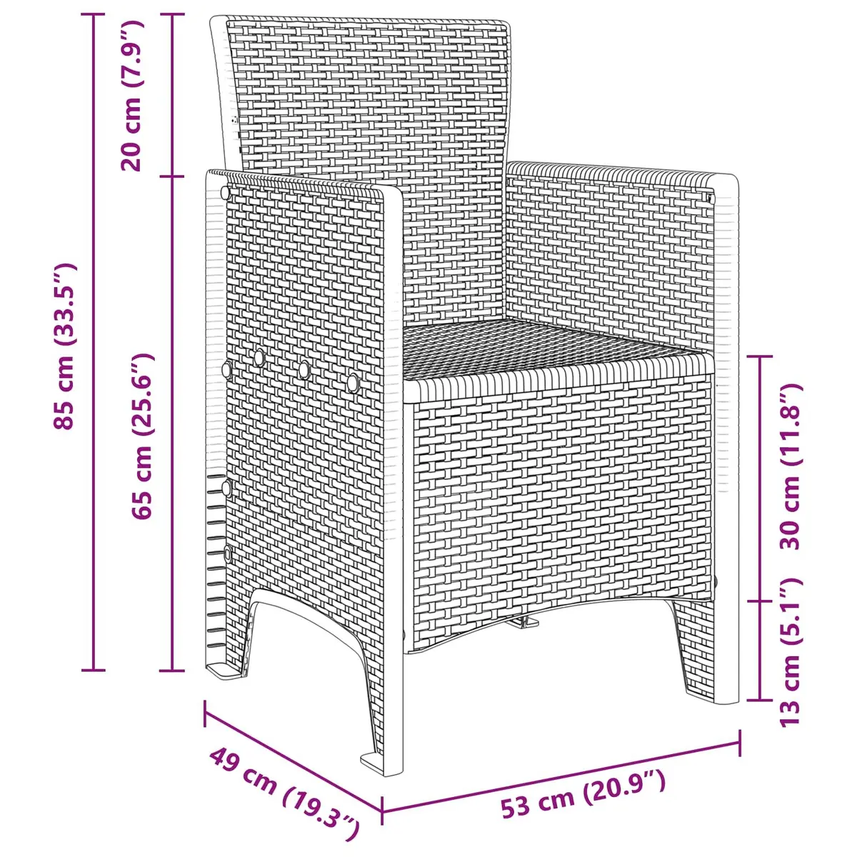 Outdoor Garden Chair 4 Piece White Modern Patio Seating with Armrests